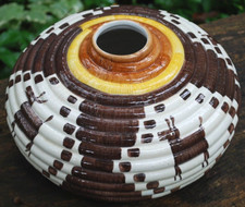 Antique FOLK ART POTTERY Glazed Ceramic HANDPAINTED JAR Latin America LLAMAS 11