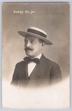 c1910s Nobry Du Jo Portrait Postcard Man in Straw Hat and Bowtie Unposted picture