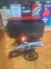 Unfired Vintage Modern Field Cannon Table Lighter Chrome With Original Box HTF picture