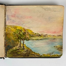 WWI Era 1913-1916 Autograph Sketch Album Watercolours Drawings Antique picture