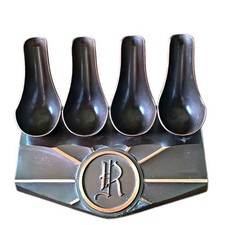 Hyde Park 4 Slot Tobacco Pipe Holder Stand With Monogram R Emblem Vintage Metal picture