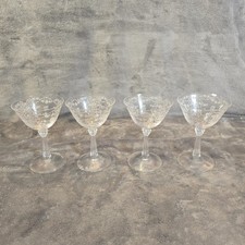 Vintage Fostoria Romance Etched Champagne Coupe Glasses Set of 4 Clear Crystal picture