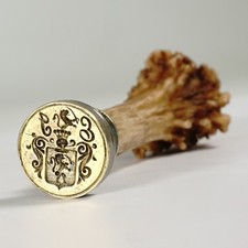 Antique French Wax Seal Desk Stamp de Chaignon Family Armorial Coat of Arms picture