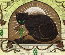 1969 Zeller Schwarze Katz German Wine Bottle Label Black Cat picture