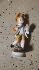 Vintage Porcelain Figurine - Boy With Dove & Birdcage 5.5 Inch picture