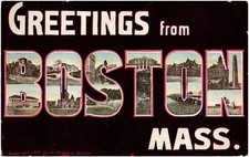 Greetings from Boston Massachusetts MA Large Letter 1907 Postcard Unused picture