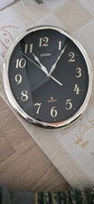 Vintage Citizen Quartz Wall Clock Q30030  Retro Gold Plastic Japan OVAL TESTED picture