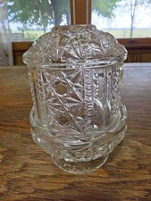 Vintage Clear Indiana Glass Stars and Bars Fairy Lamp picture