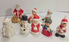 Vintage Goebel West Germany Christmas Ornaments Lot Porcelain Santa Snowman picture