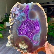 1.88LB Natural Amethyst agate slice quartz cluster crystal specimen /Brazil picture