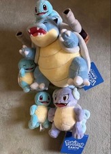 PokePark Kanto Squirtle Blastoise Wartortle Plush Set of 2 Used picture