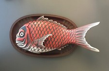 Vintage Japanese Takoaka Laquerware Carved Wood Tai Sea Bream Fish Lidded Box picture
