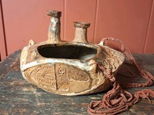 Vintage Japanese Studio Pottery Brutalist MCM Hip Flask? Modernist Ikebana No Re picture