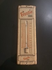 Vintage 1960s Frostie Root Beer Embossed Metal Wall Thermometer Store Display picture