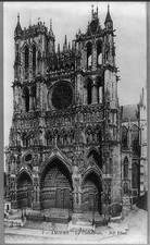 Photo:Amiens France 1900s Cathedral Gothic Facade Rose Window Notre Dame picture
