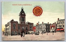 Chesterfield Market Place Clock Tower Borough Arms UK Postcard Bavaria Print picture