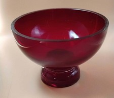 Vintage Ruby Red Glass Dessert Bowl on Pedestal 6