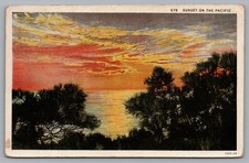 Sunset On The Pacific Long Beach CA 1930 Vintage Postcard TS-297 picture