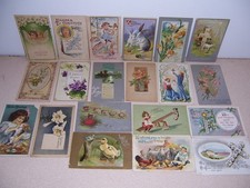 1908-1920s ANTIQUE VICTORIAN EASTER POSTCARD LOT of 20 DIFF. picture