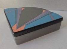 Vintage 1985 Vandor Kay Nelson Ceramic Lidded Box Memphis Style Geometric  AS IS picture