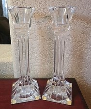 2 Vtg Signed Kristall Krisla Italia Lead Crystal Candlestick Holders 9