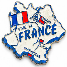 Vive la France Souvenir Fridge Magnet French Flag Eiffel Tower Paris Map picture