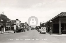 Front Street Wheaton IL Buick Ford Dealers Street 1940 RPPC Photo Postcard COPY picture