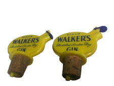2 Hiram Walker London Dry Distilled Gin Liquor Bottle Stopper pourers Walkers picture