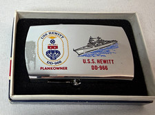 Vintage Zippo USS Hewitt DD-966 Plankowner Navy Solid Brass Belt Buckle Box picture