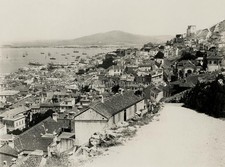Gibraltar Island Cityscape Harbor Seascape Fortress Ships Vtg. Photo 19thC. picture