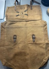 WW1 Heavy Canvas Artillery Rucksack - Haversack. W/Markings And Leather Straps picture
