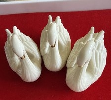 THREE Lenox Swan Figurines 24K Gold Accents Card Holder/Cake Topper  MAKE OFFER picture