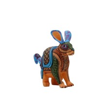 Hand-Carved Copal Wood Alebrije – Rabbit & Armadillo Fusion, Mexican Folk Art picture