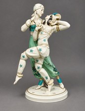 Antique Art Deco Volkstedt Schwarzburger Porcelain Dancing Couple Figure 12.5