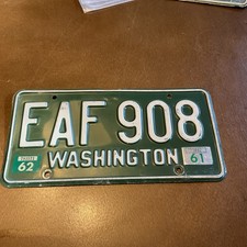 VINTAGE 1958-1962 WASHINGTON STATE LICENSE PLATE EAF908 Yakima County picture