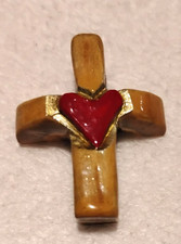 TAXIDERMY ELK ANTLER HEART CROSS NECKLACE PENDANT by JR CHARLIE OUTSIDER ARTIST picture