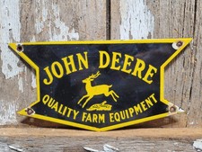 VINTAGE JOHN DEERE PORCELAIN SIGN OLD FARM EQUIPMENT TRACTOR AGRICULTURAL BARN picture