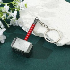 Marvel Avengers Thor Hammer Mjolnir Keychain Pewter Metal Keyring Cosplay picture