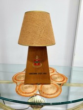 Vintage 1965 Alpha Chi Omega LSU Wooden Table Lamp With Burlap Shade picture