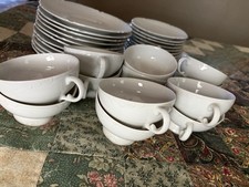 Vintage White Embossed Luncheon Set Of 36 Total (11 PLATES 13 SAUCERS 12 CUPS) picture