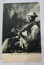 Vtg 1900s Rag Time Charlie African American Fiddler Reinbeck IA Postcard picture