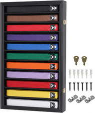 11 Rows Martial Art/Karate/Taekwondo Belt Display Case Rack Wall Cabinet, with D picture