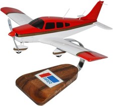 Piper PA-28 Cherokee Red White Gold Black Desk Display Model 1/24 SC Airplane picture