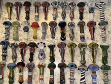 2ct Smoking Tobacco Glass Pipe Wigwag Assorted Handmade Pipes 4” - 5” picture