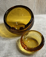 VTG VIKING Amber Slant Sphere Ashtray Set of 2 Glossy Finish Cigarettes & Cigars picture