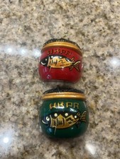 Fridge Magnets 2 Vintage Hand Painted Wooden Caviar Jars (Russian) picture