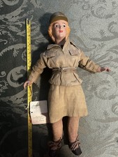 Freundlich Composition Doll, 1942 WWII Female Military Army Doll, 15” picture