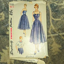 1950's Simplicity 3165 Vintage Original Women's Evening Dress Sewing Pattern  picture