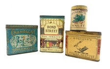 NICE Vintage Lot (4) Tobacco Tins | Bond Street, Surbrug's, Checkerberry, etc. picture