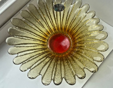 BLENKO ombré yellow & red glass bowl candy dish daily sunflower 7” picture